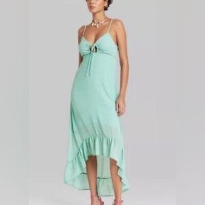 Wild Fable | Sheer Sea Foam A-Symmetrical Dress | Large